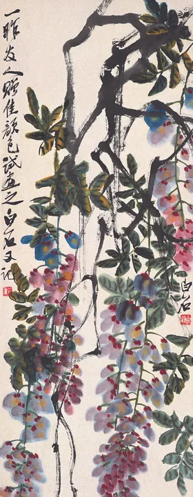 齐白石国画古树绘艺术中式山水