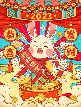 2023兔年年画