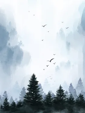 水墨画图片山水风景中国风书墙绘色