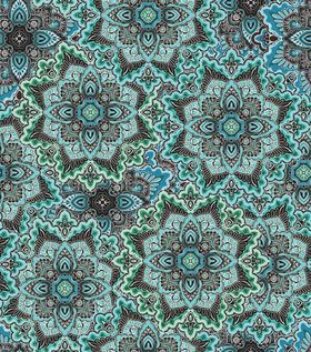 绿蓝交织的精美花卉图案