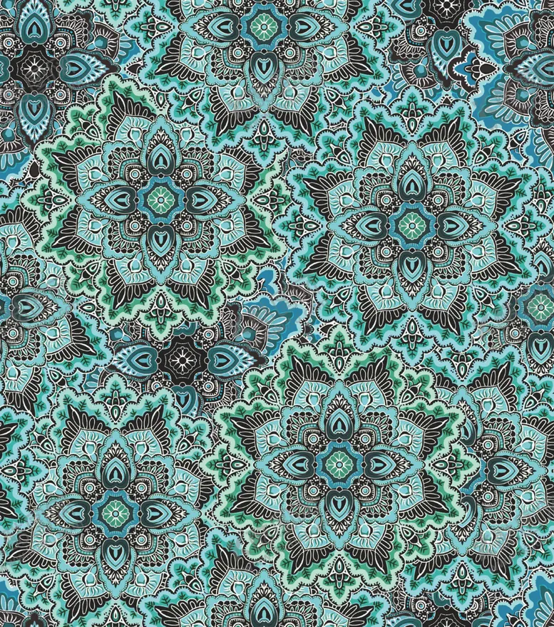 编号：49949204171516335214【酷图网】源文件下载-绿蓝交织的精美花卉图案