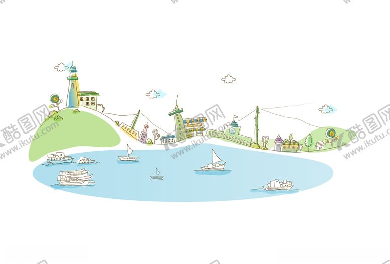 编号：87553110291852356647【酷图网】源文件下载-城市线条风景插画