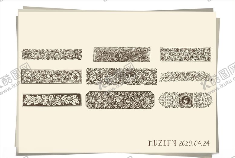 编号：34012809302040356278【酷图网】源文件下载-9款入浮雕花边底纹