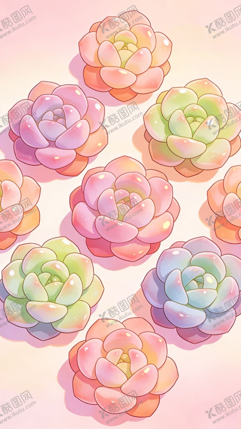 编号：97409704092035474552【酷图网】源文件下载-多彩手绘多肉植物集合
