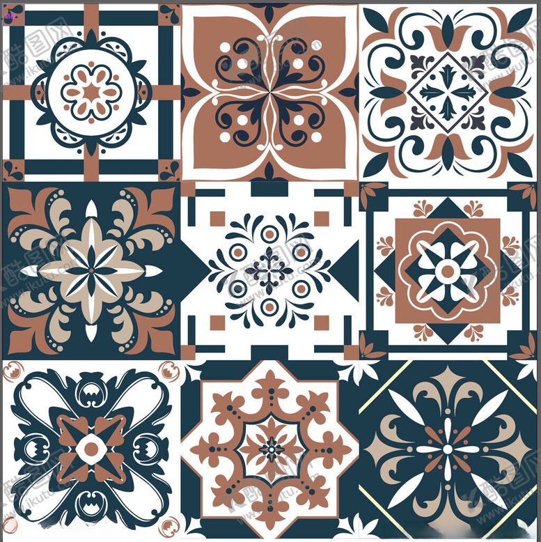 编号：27787210310235397063【酷图网】源文件下载-复古几何花纹瓷砖图案