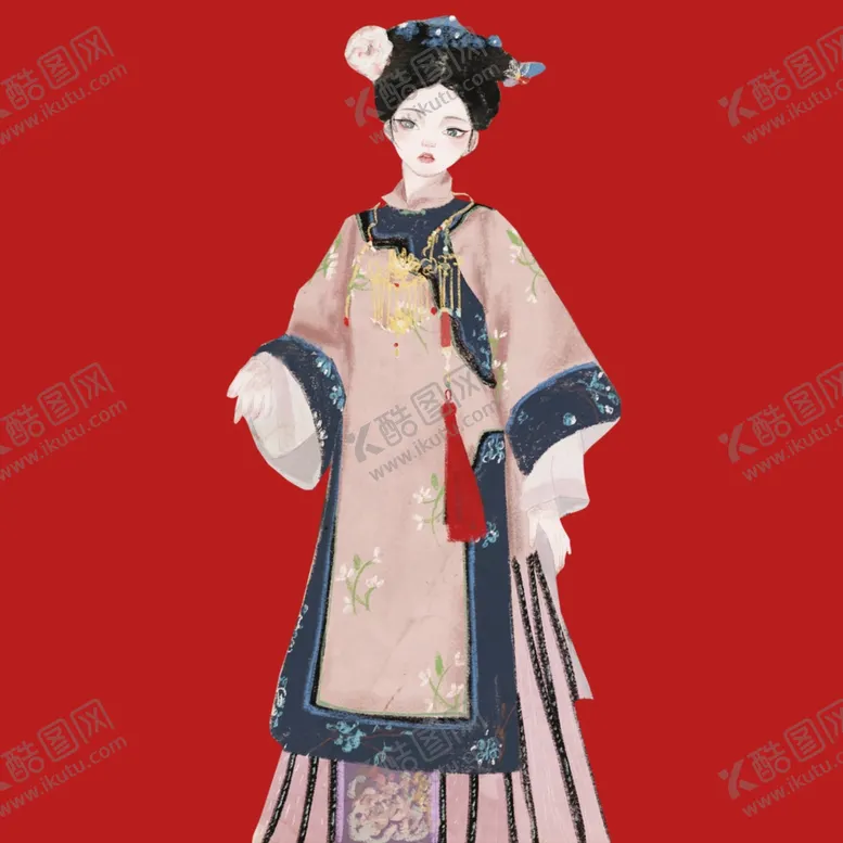 编号：39741203020019332056【酷图网】源文件下载-手绘清朝美女