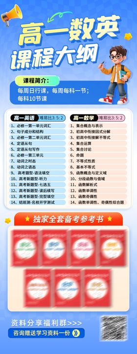 高中学习数学英语课程大纲海报