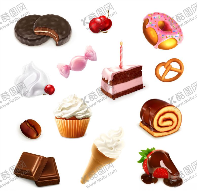 编号：89980610071637468602【酷图网】源文件下载-矢量蛋糕冰淇淋素材