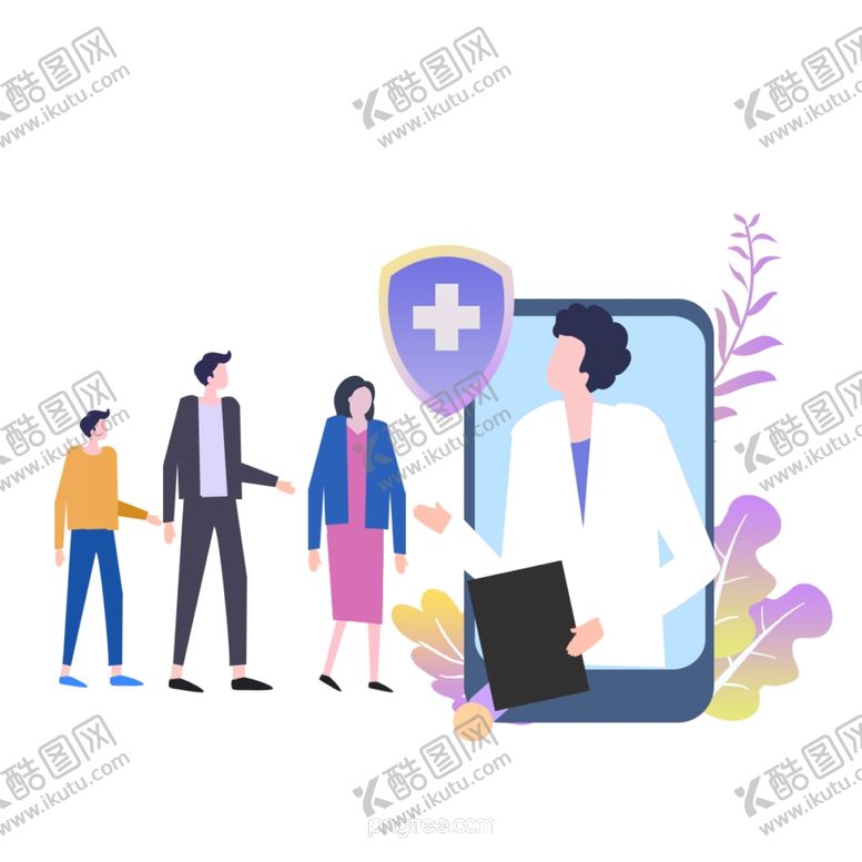 编号：98364903230750581086【酷图网】源文件下载-医疗健康医生护士场景元素插画
