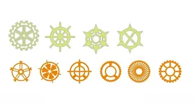 矢量不规则图形灯具及齿轮