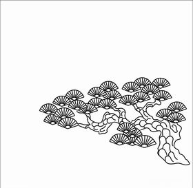 白描松树