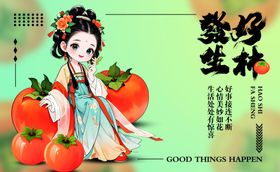 中秋古风少女与萌兔场景