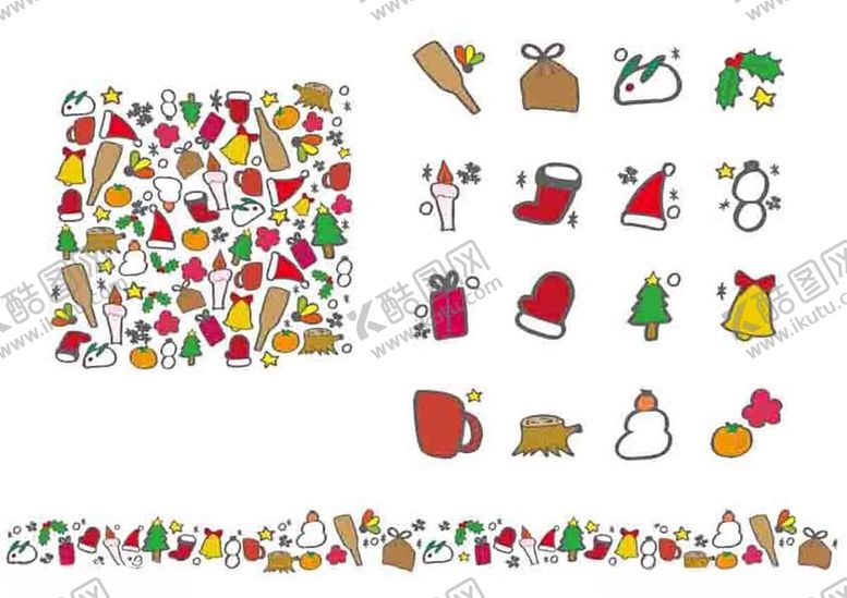 编号：68347709302236429925【酷图网】源文件下载-圣诞装饰元素集合图
