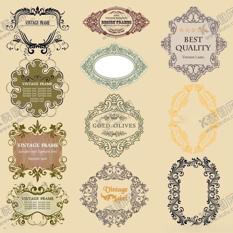 编号：74982704051313238145【酷图网】源文件下载-复古精美装饰边框集合