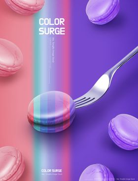 炫彩3D立体食物马卡龙海报