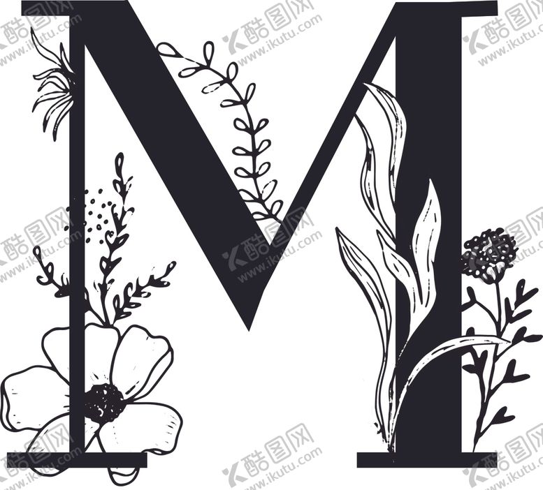 编号：52712709271539195674【酷图网】源文件下载-手绘花纹字母