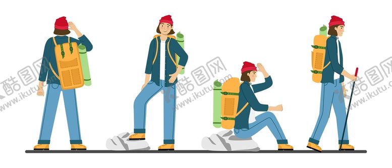 编号：03652910031046554097【酷图网】源文件下载-矢量登山人物