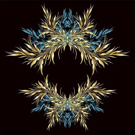 金色蓝色对称华丽装饰图案