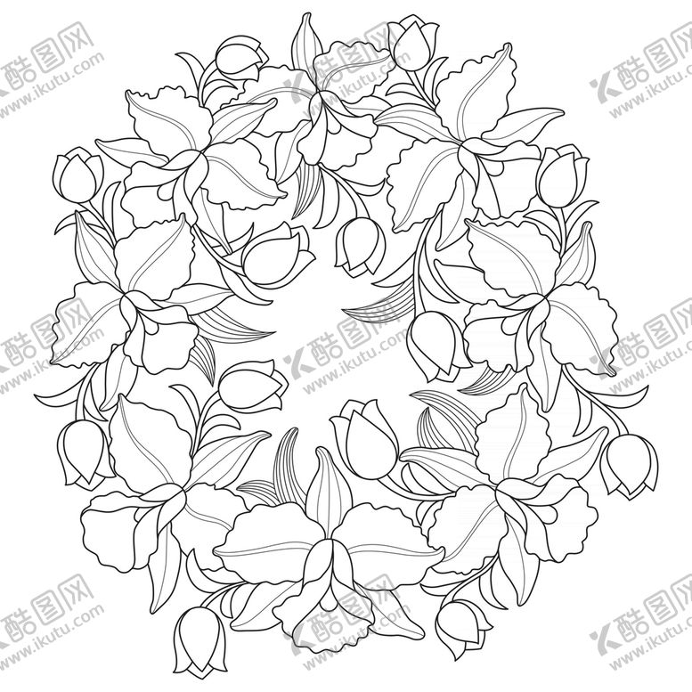 编号：03762509260318284231【酷图网】源文件下载-白描装饰花纹
