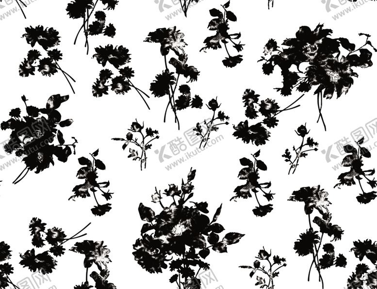 编号：38071303312155141080【酷图网】源文件下载-黑白花卉图案