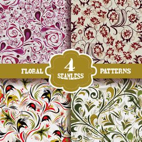 复古花卉无缝图案集