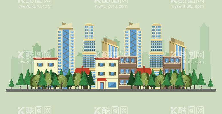 编号：74530109300108443165【酷图网】源文件下载-城市建筑插画