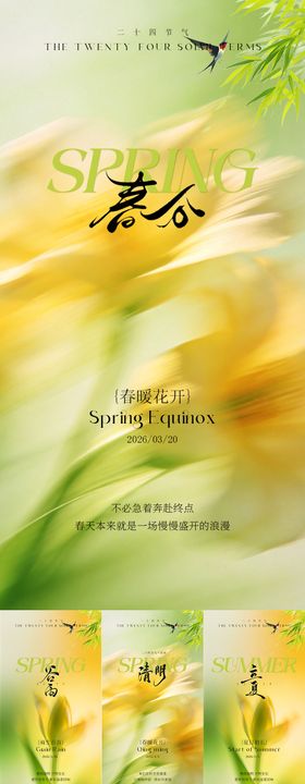 春分清明谷雨立夏节气海报系列