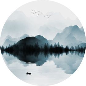 水墨画意境山水画云雾远山