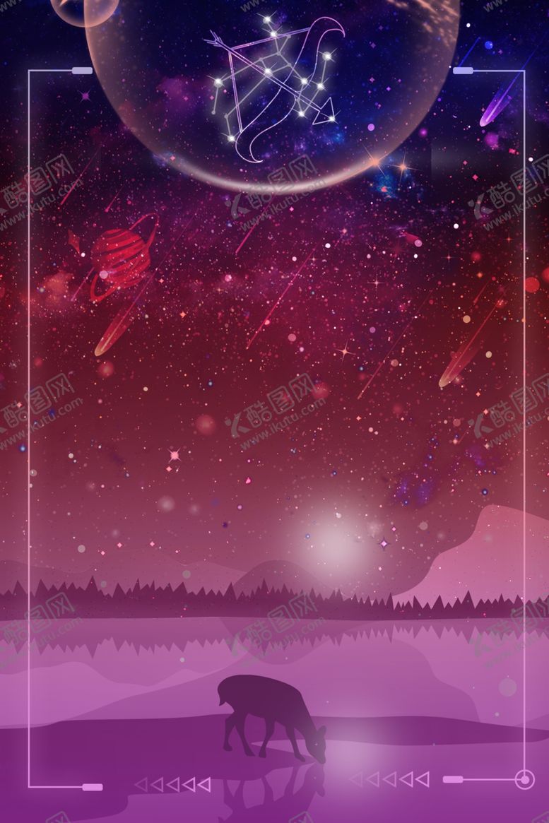 编号：69687404212019325428【酷图网】源文件下载-星空十二星座射手座背景