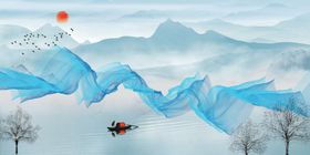新中式水墨抽象山水装饰画