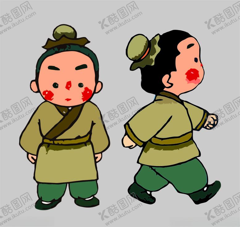 编号：32286407081031151356【酷图网】源文件下载-古代卡通小孩运动