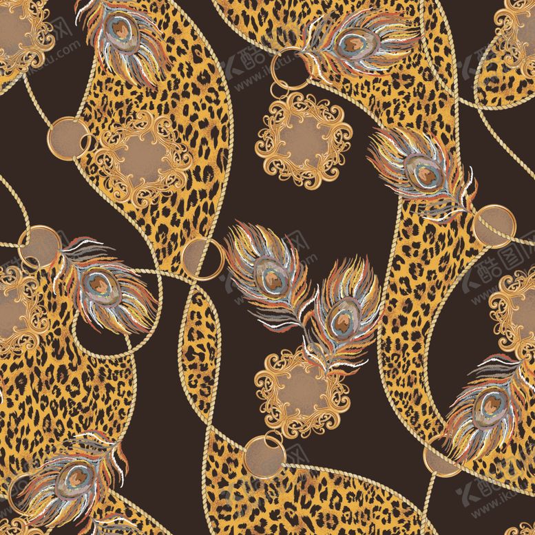 编号：69214809221937352416【酷图网】源文件下载-大牌链条豹纹皮带印花