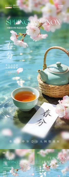 春分龙抬头春天风景海报