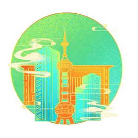 国潮插画背景