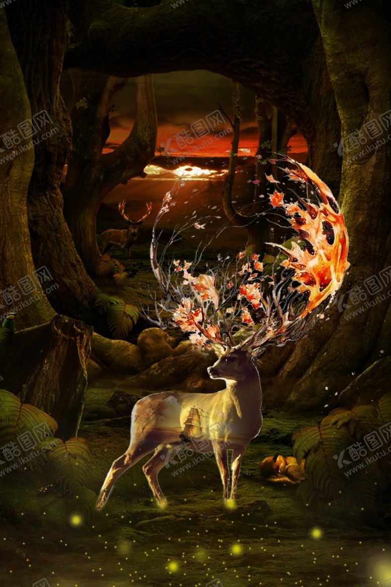 编号：58349410071930367619【酷图网】源文件下载-麋鹿精灵