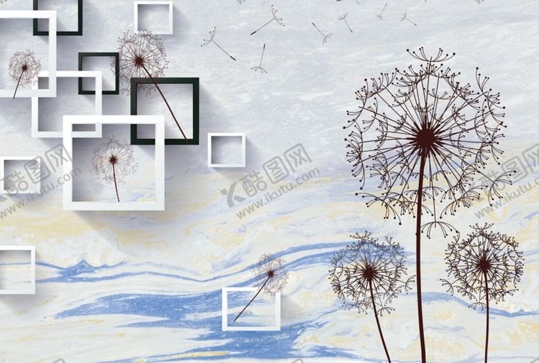 编号：92045010012223258449【酷图网】源文件下载-蒲公英背景墙