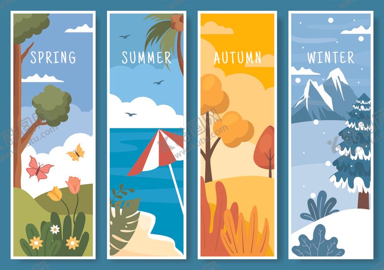 编号：52816204032235293888【酷图网】源文件下载-四季风景插画