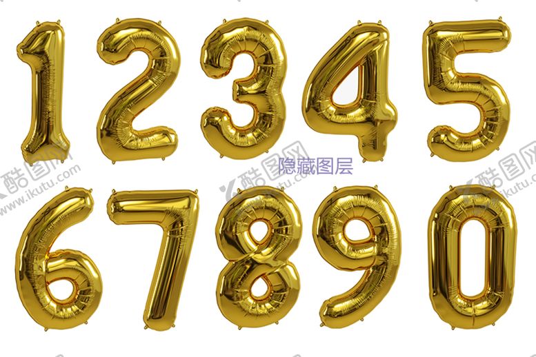 编号：09652409181909173578【酷图网】源文件下载-金色气球数字