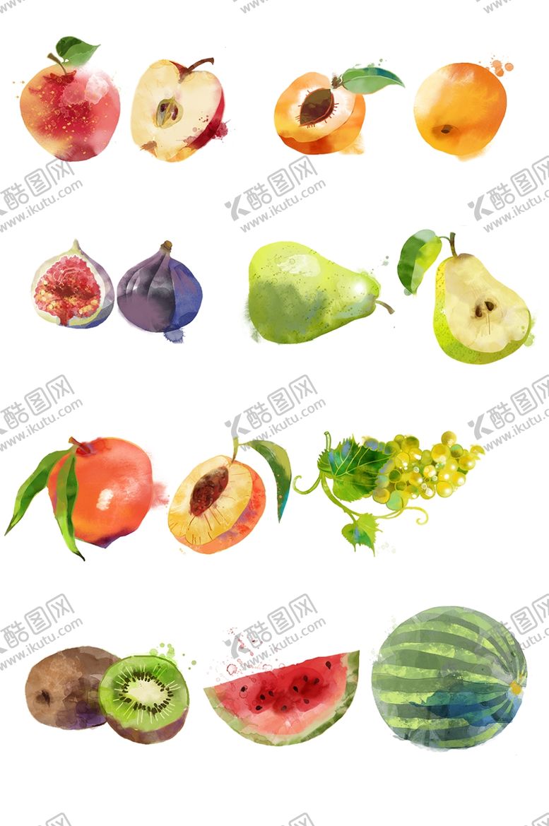 编号：24703007071859524476【酷图网】源文件下载-14种水果手绘