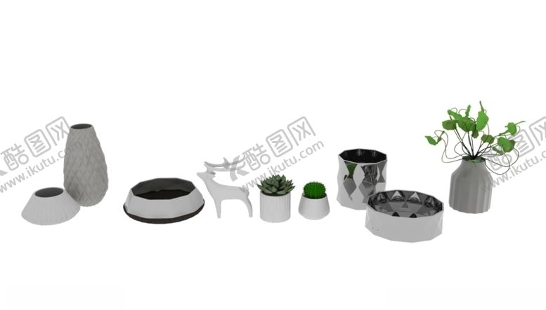 编号：91396607080804582944【酷图网】源文件下载-植物花瓶3d模型