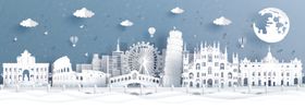 城市剪纸插画