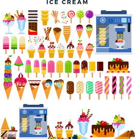 多彩冰淇淋及甜品集合