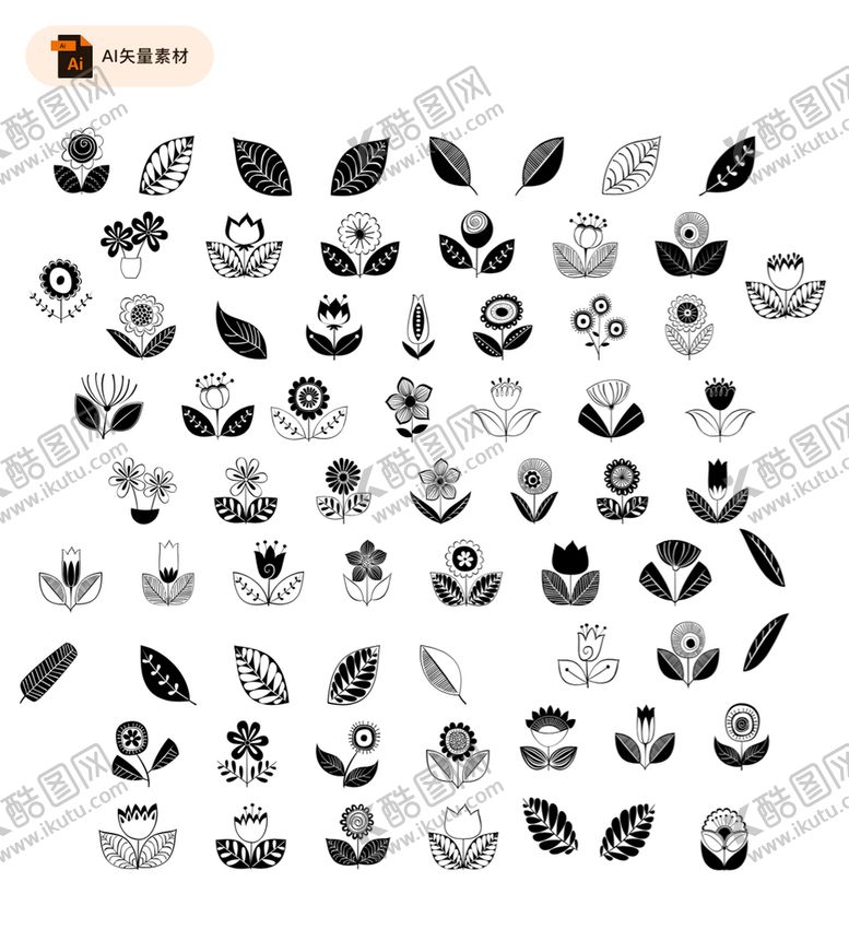 编号：28965410090128078143【酷图网】源文件下载-矢量花草装饰图案