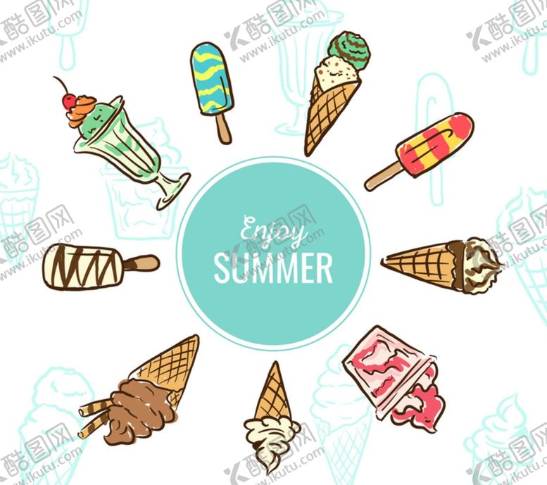 编号：35061306271258292178【酷图网】源文件下载-彩绘夏季雪糕