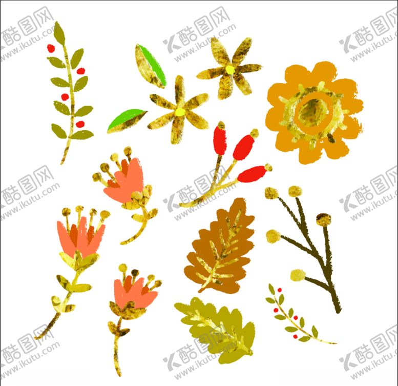 编号：44534307091226247663【酷图网】源文件下载-水彩植物
