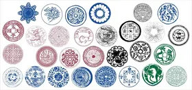 圆形花边边框传统图案花纹