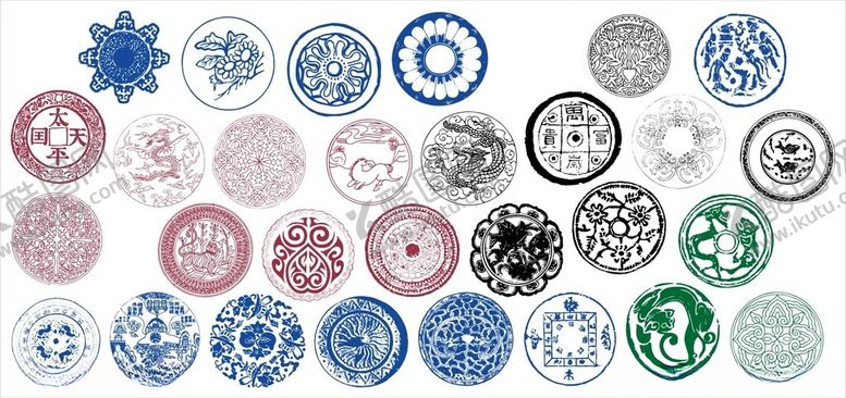 编号：47895911021359478820【酷图网】源文件下载-圆形花边边框传统图案花纹