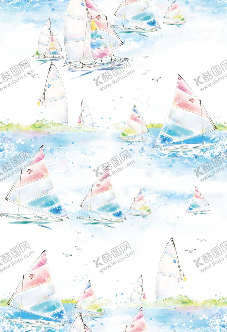 编号：77346805041335192678【酷图网】源文件下载-水彩帆船