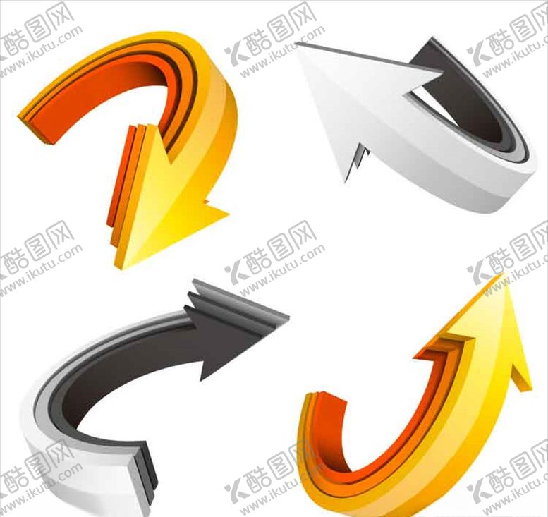 编号：86967110031156167238【酷图网】源文件下载-彩色箭头黑白箭头立体图形3D素
