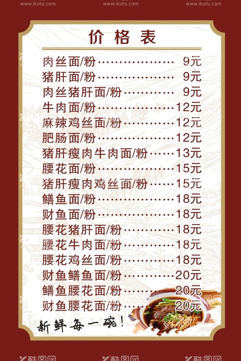 编号：33825110312043316462【酷图网】源文件下载-早餐店面食 价格表